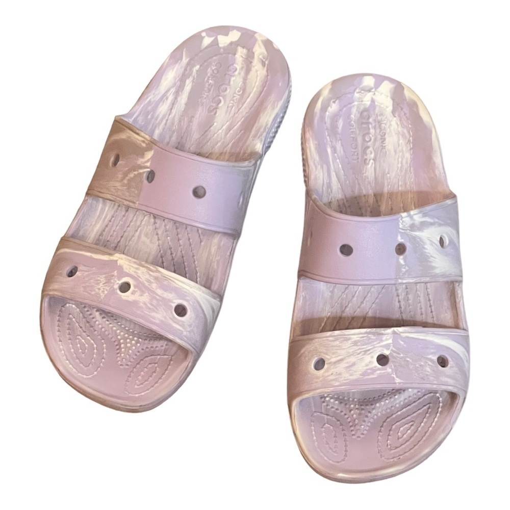 Crocs Light Purple and WhiteTie Dye Sandals